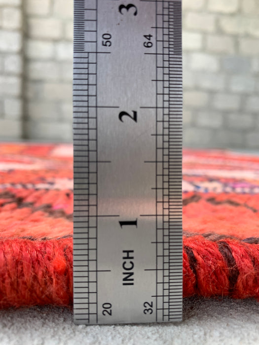 12'9 x 4'5 Hand-Knotted Persian Wool Runner - Rust Geometric Tribal Diamond Design - KBHM-907