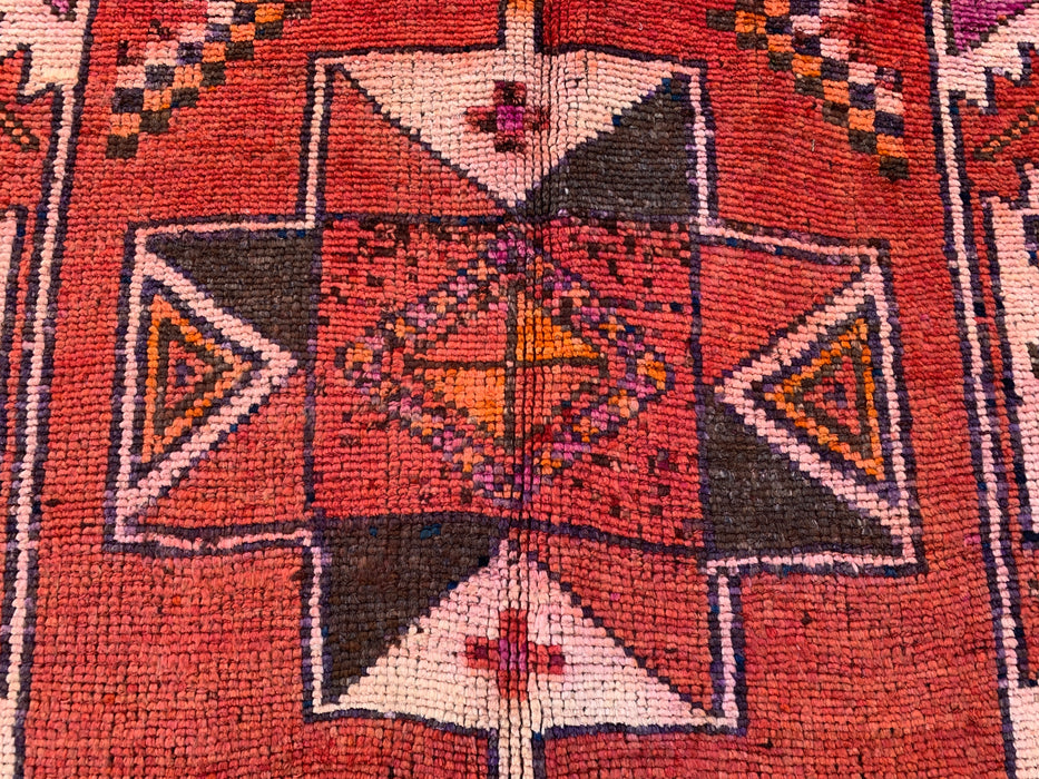 12'9 x 4'5 Hand-Knotted Persian Wool Runner - Rust Geometric Tribal Diamond Design - KBHM-907