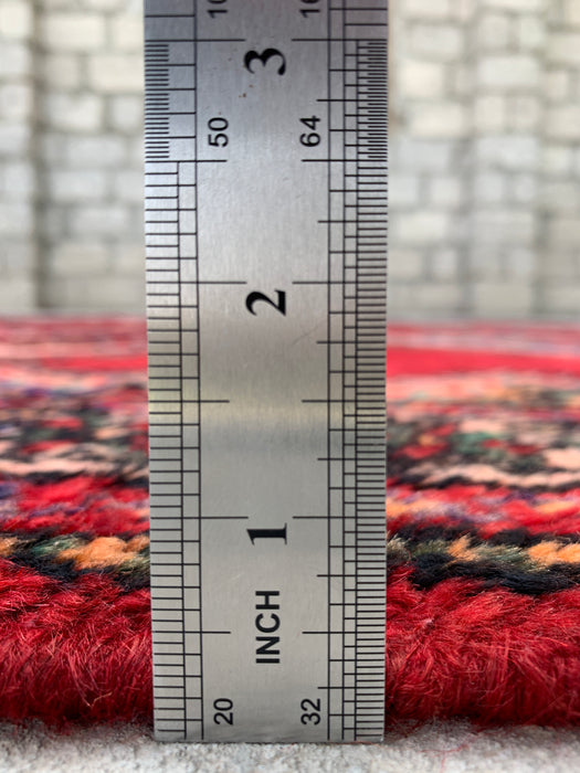9'2 x 5'2 Hand-Knotted Persian Wool Rug - Red Tribal Medallion Design with Navy Accents - KBHM-908