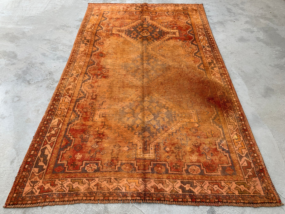 7'10 x 4'10 Hand-Knotted Persian Wool Rug - Faded Rust Vintage Tribal Medallion Design - KBHM-909