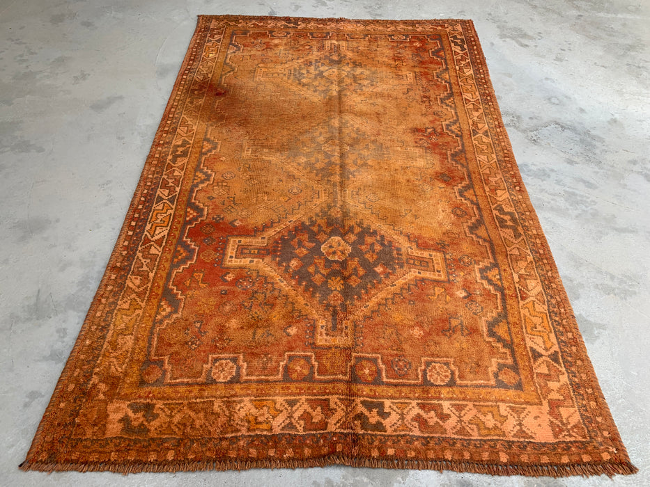 7'10 x 4'10 Hand-Knotted Persian Wool Rug - Faded Rust Vintage Tribal Medallion Design - KBHM-909