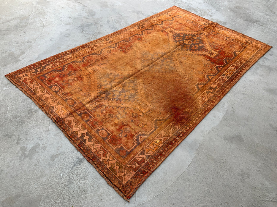 7'10 x 4'10 Hand-Knotted Persian Wool Rug - Faded Rust Vintage Tribal Medallion Design - KBHM-909