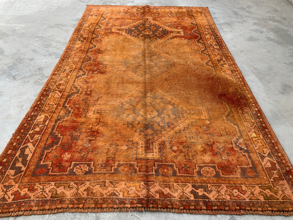 7'10 x 4'10 Hand-Knotted Persian Wool Rug - Faded Rust Vintage Tribal Medallion Design - KBHM-909