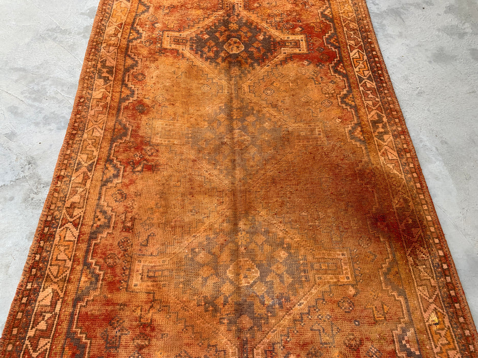 7'10 x 4'10 Hand-Knotted Persian Wool Rug - Faded Rust Vintage Tribal Medallion Design - KBHM-909
