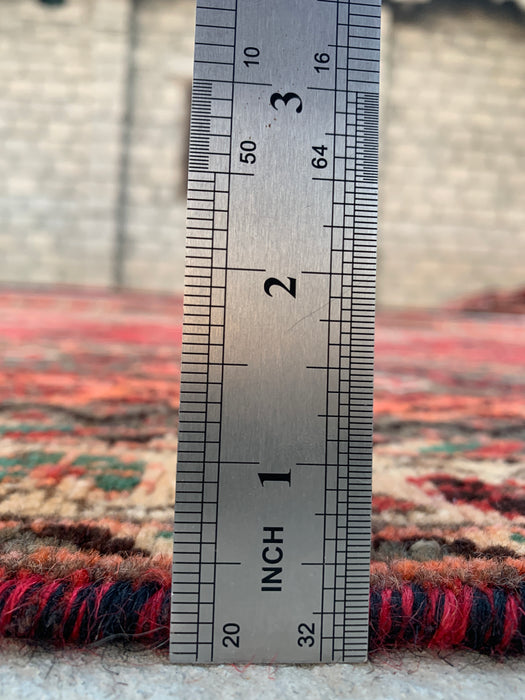 7'11 x 3'5 Hand-Knotted Persian Wool Runner - Red Tribal Medallion Design with Brown Accents - KBHM-913