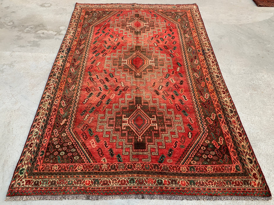7'11 x 3'5 Hand-Knotted Persian Wool Runner - Red Tribal Medallion Design with Brown Accents - KBHM-913
