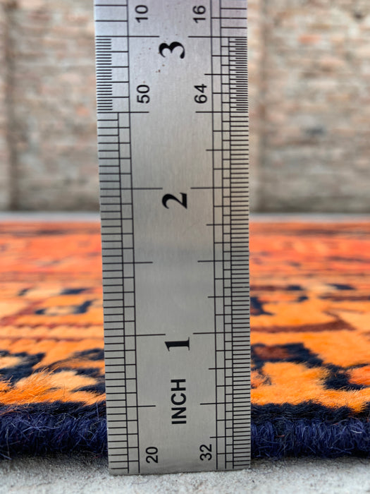 9'0 x 4'10 Hand-Knotted Persian Wool Rug - Orange Geometric Tribal Diamond Design - KBHM-914