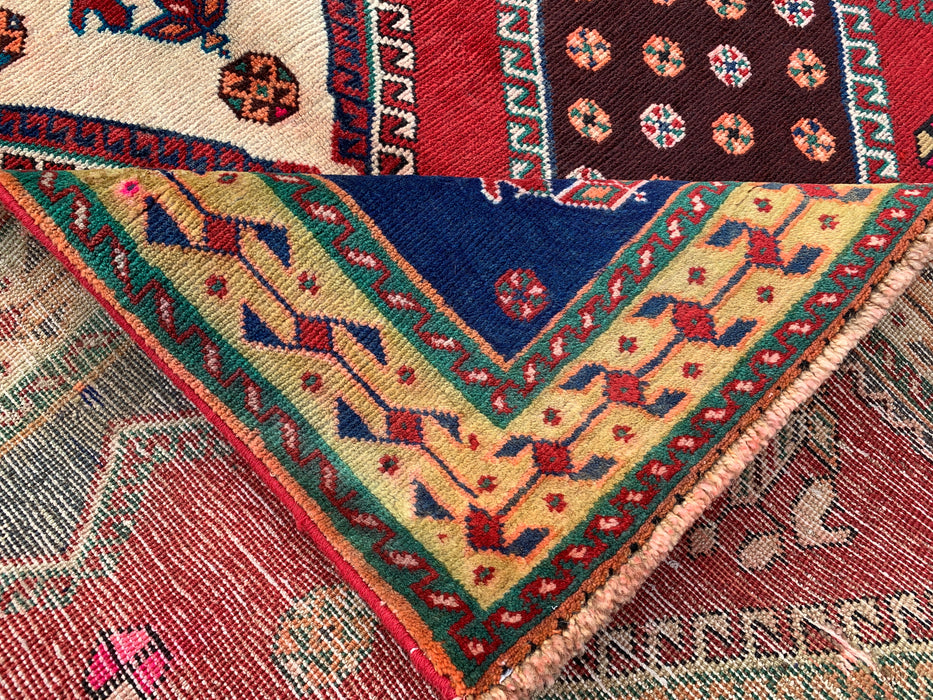 7'11 x 4'9 Hand-Knotted Persian Wool Rug - Red Geometric Tribal Medallion Design - KBHM-915