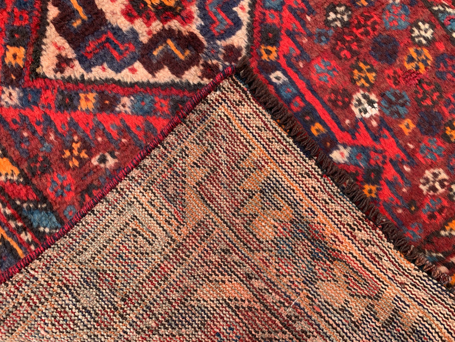 9'4 x 3'1 Hand-Knotted Persian Wool Runner - Red Tribal Diamond Medallion Design - KBHM-916