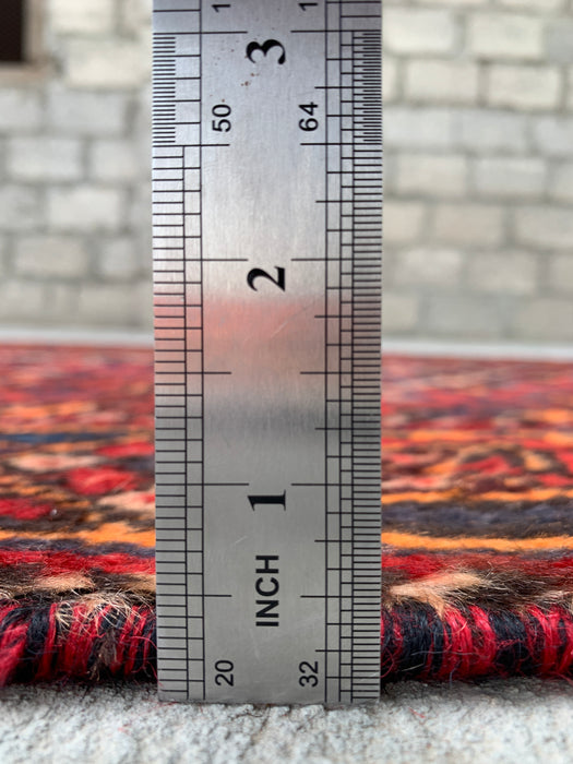 9'4 x 3'1 Hand-Knotted Persian Wool Runner - Red Tribal Diamond Medallion Design - KBHM-916