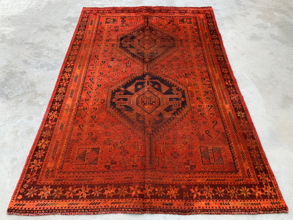 6'9 x 4'6 Hand-Knotted Persian Wool Rug - Faded Rust Tribal Medallion Design - KBHM-917