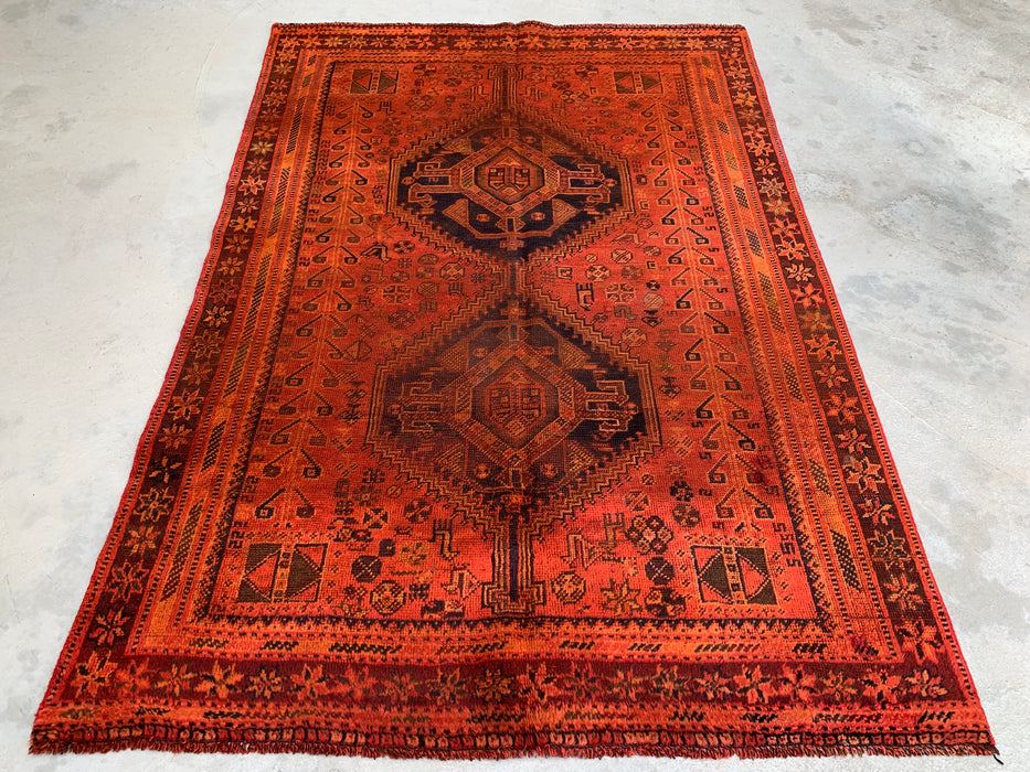 6'9 x 4'6 Hand-Knotted Persian Wool Rug - Faded Rust Tribal Medallion Design - KBHM-917