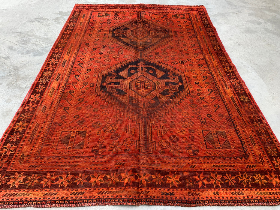 6'9 x 4'6 Hand-Knotted Persian Wool Rug - Faded Rust Tribal Medallion Design - KBHM-917