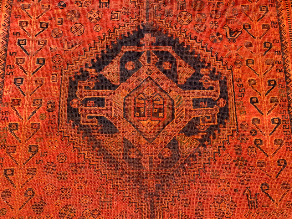 6'9 x 4'6 Hand-Knotted Persian Wool Rug - Faded Rust Tribal Medallion Design - KBHM-917