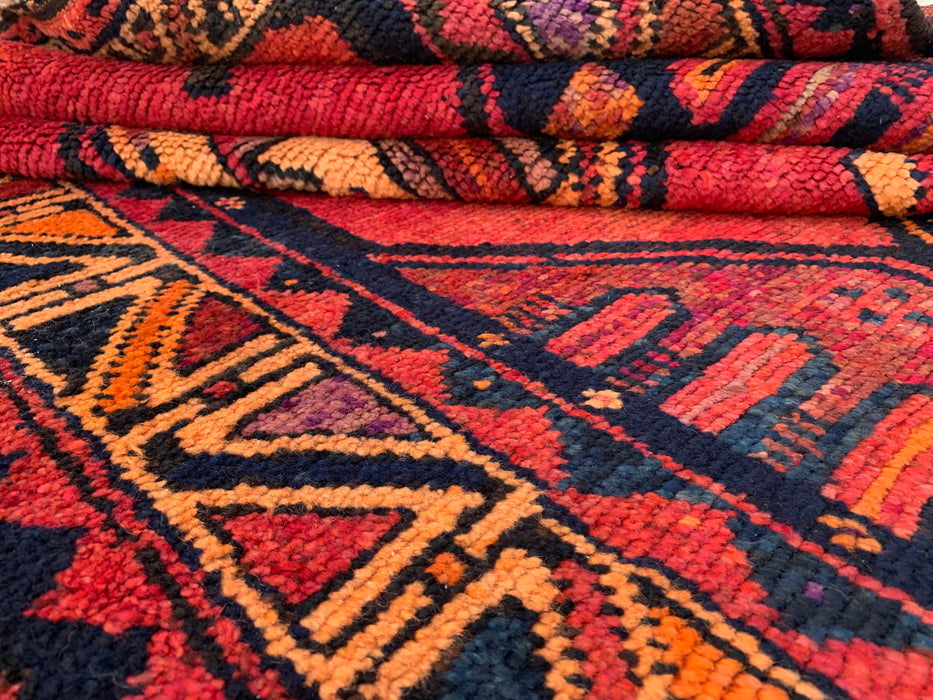 13'5 x 4'7 Hand-Knotted Persian Wool Runner - Rust Geometric Tribal Medallion Design - KBHM-918