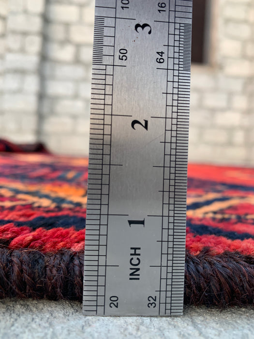 13'5 x 4'7 Hand-Knotted Persian Wool Runner - Rust Geometric Tribal Medallion Design - KBHM-918