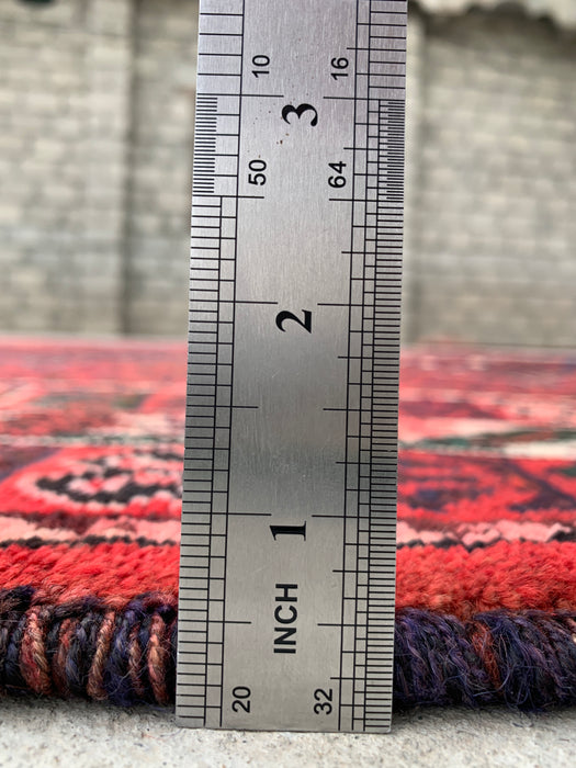7'1 x 5'2 Hand-Knotted Persian Wool Rug - Red Tribal Diamond Medallion Design - KBHM-919