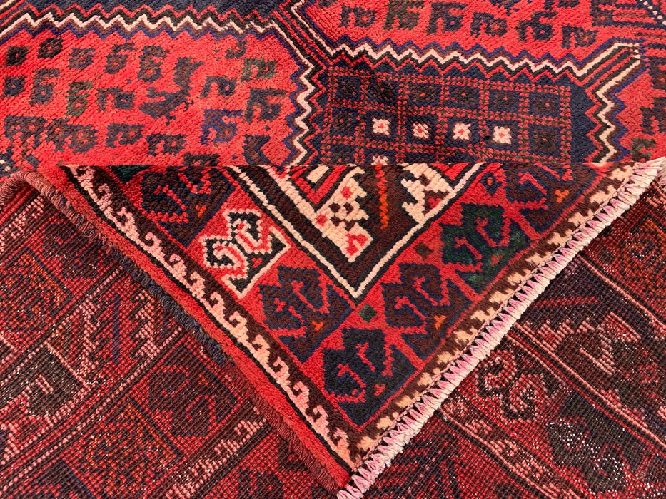 7'1 x 5'2 Hand-Knotted Persian Wool Rug - Red Tribal Diamond Medallion Design - KBHM-919
