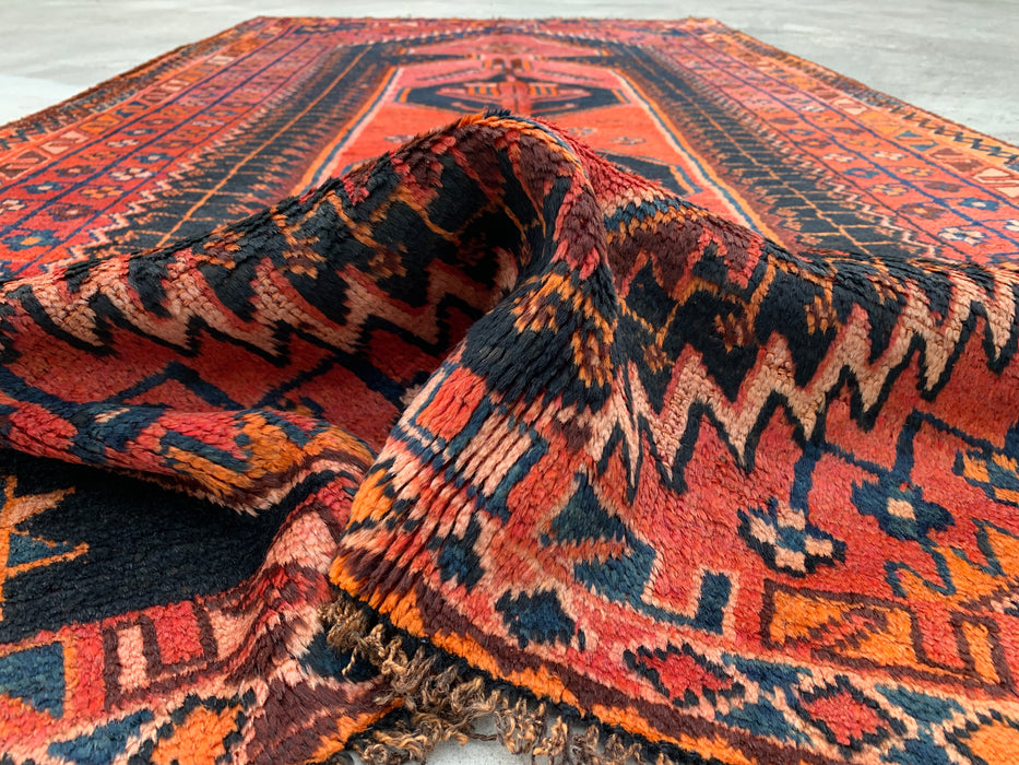 9'0 x 4'8 Hand-Knotted Persian Wool Rug - Rust Geometric Tribal Medallion Design - KBHM-922
