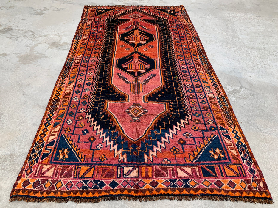 9'0 x 4'8 Hand-Knotted Persian Wool Rug - Rust Geometric Tribal Medallion Design - KBHM-922