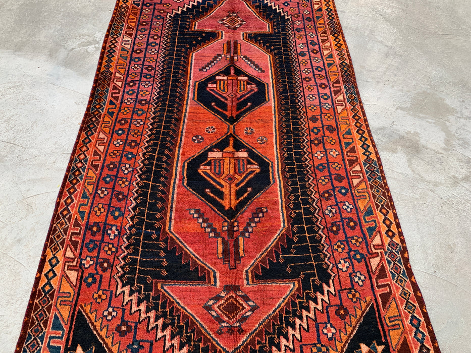 9'0 x 4'8 Hand-Knotted Persian Wool Rug - Rust Geometric Tribal Medallion Design - KBHM-922