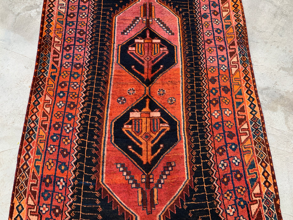 9'0 x 4'8 Hand-Knotted Persian Wool Rug - Rust Geometric Tribal Medallion Design - KBHM-922