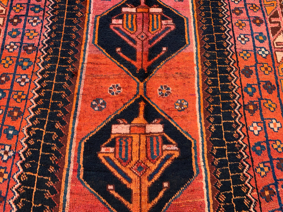 9'0 x 4'8 Hand-Knotted Persian Wool Rug - Rust Geometric Tribal Medallion Design - KBHM-922