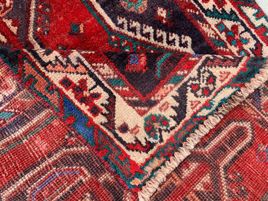 7'11 x 2'7 Hand-Knotted Persian Wool Runner - Red Tribal Medallion Design - KBHM-923