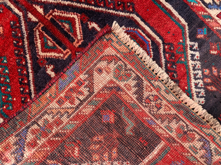 7'11 x 2'7 Hand-Knotted Persian Wool Runner - Red Tribal Medallion Design - KBHM-923