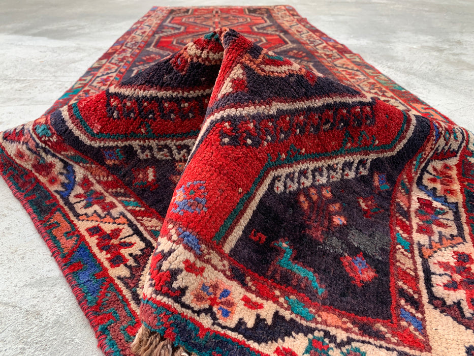 7'11 x 2'7 Hand-Knotted Persian Wool Runner - Red Tribal Medallion Design - KBHM-923