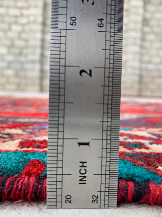 7'11 x 2'7 Hand-Knotted Persian Wool Runner - Red Tribal Medallion Design - KBHM-923