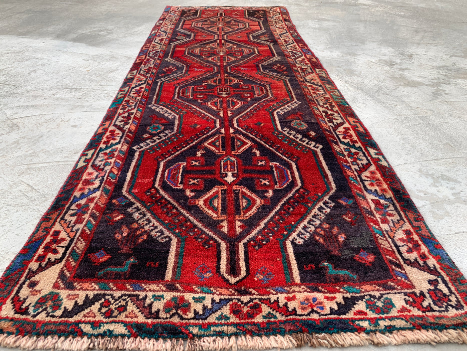 7'11 x 2'7 Hand-Knotted Persian Wool Runner - Red Tribal Medallion Design - KBHM-923