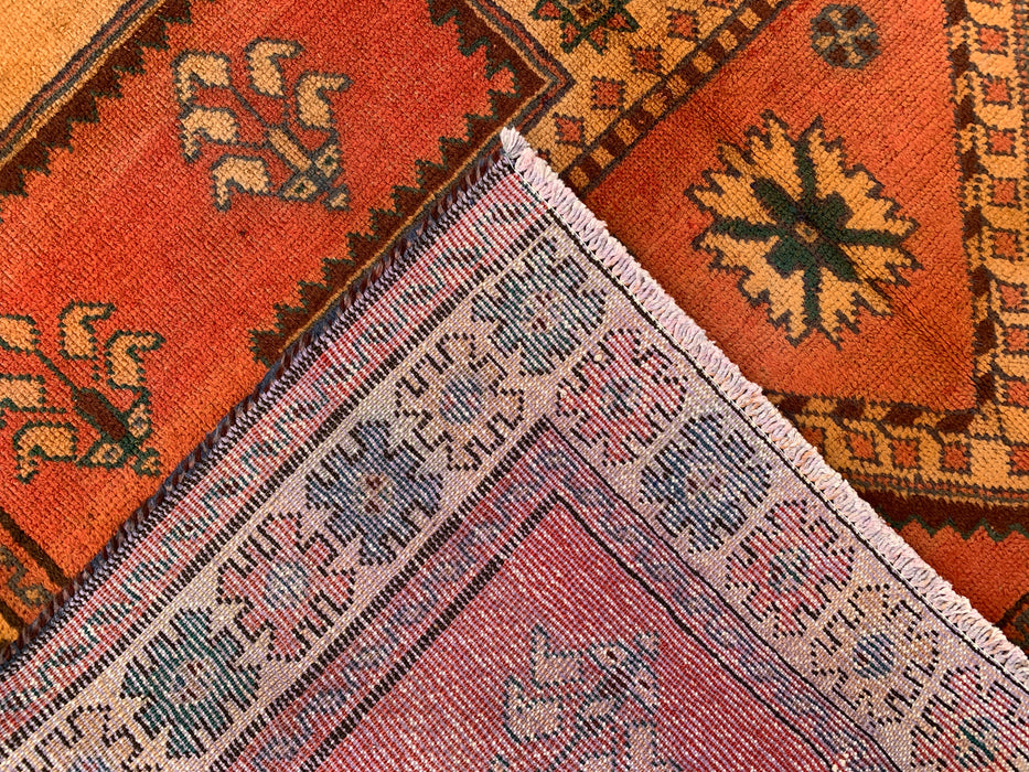 8'11 x 4'11 Hand-Knotted Persian Wool Rug - Rust Geometric Tribal Panel Design - KBHM-924