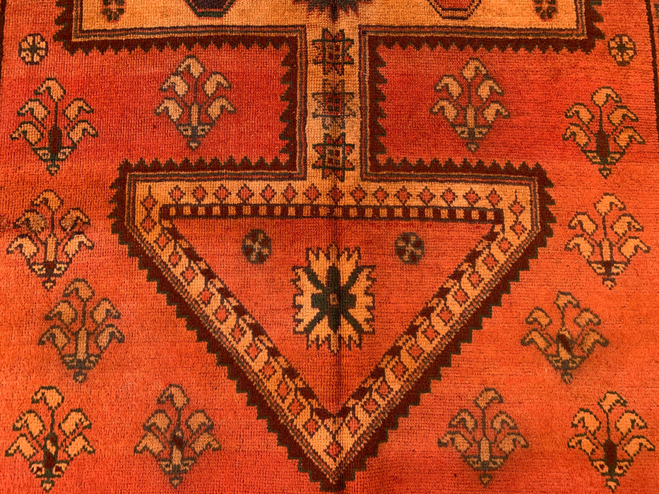 8'11 x 4'11 Hand-Knotted Persian Wool Rug - Rust Geometric Tribal Panel Design - KBHM-924