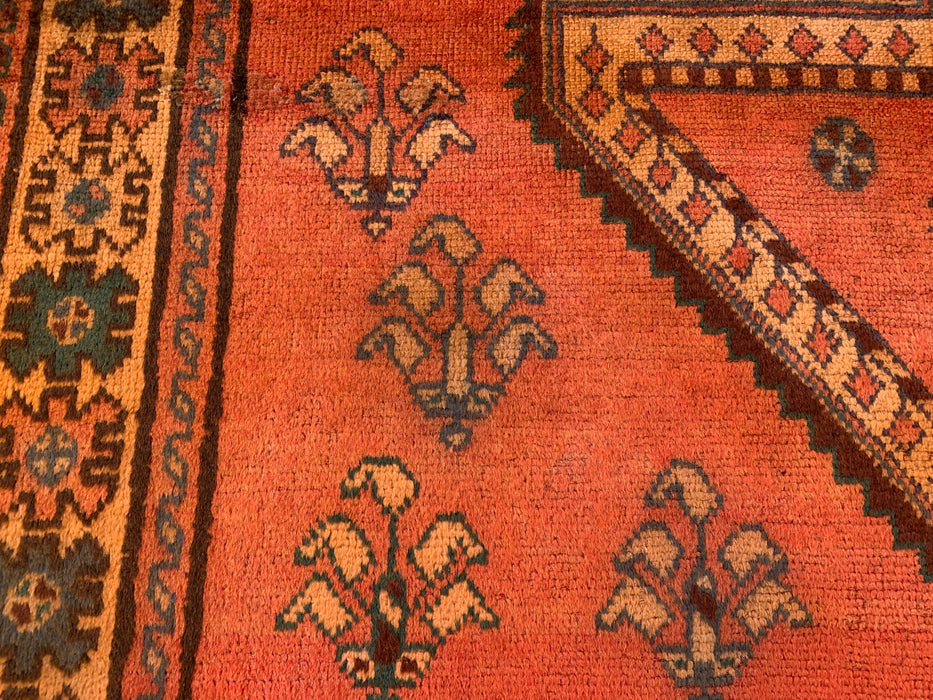 8'11 x 4'11 Hand-Knotted Persian Wool Rug - Rust Geometric Tribal Panel Design - KBHM-924