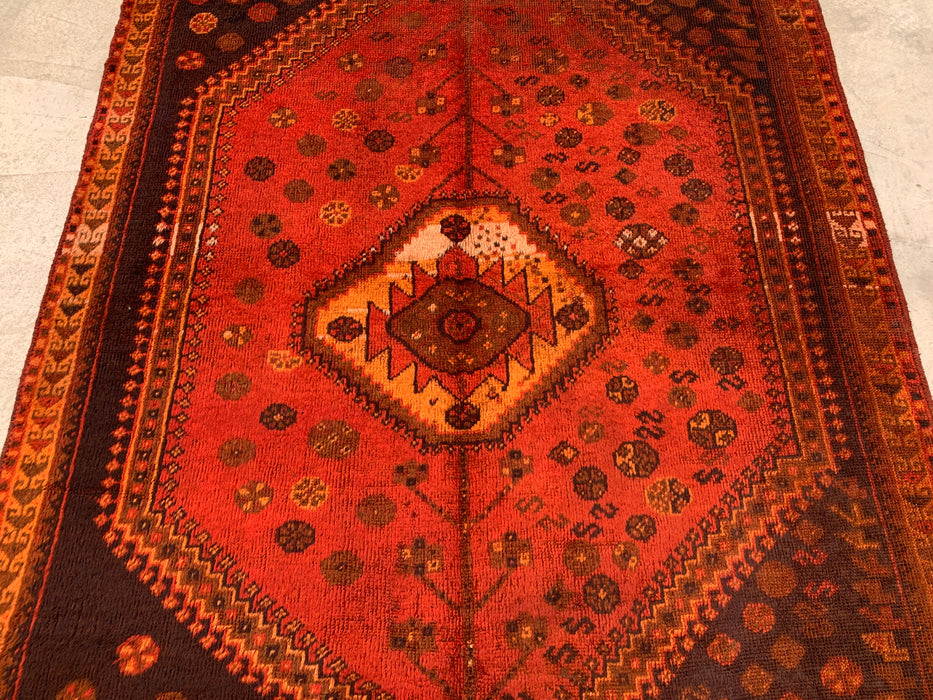7'8 x 5'1 Hand-Knotted Persian Wool Rug - Faded Rust Tribal Medallion Design - KBHM-926