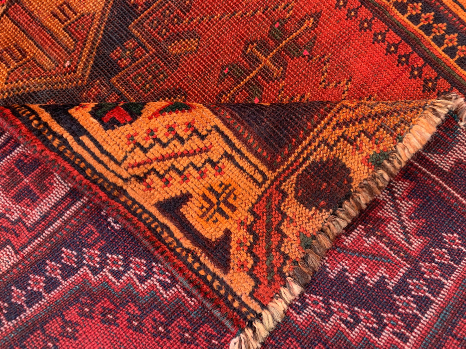 6'1 x 3'7 Hand-Knotted Persian Wool Rug - Rust Geometric Tribal Medallion Design - KBHM-927