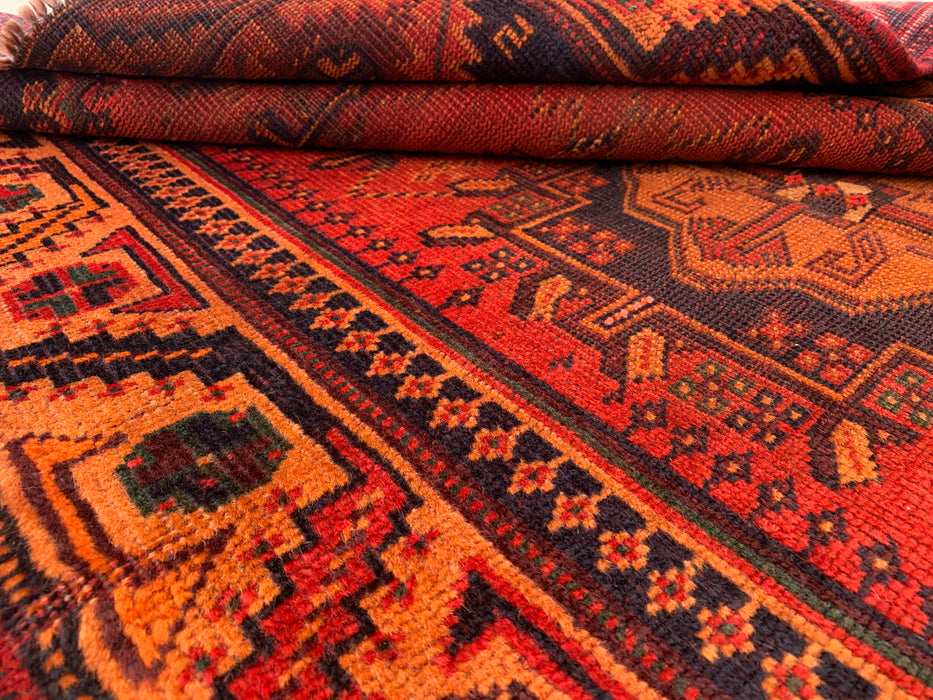6'1 x 3'7 Hand-Knotted Persian Wool Rug - Rust Geometric Tribal Medallion Design - KBHM-927