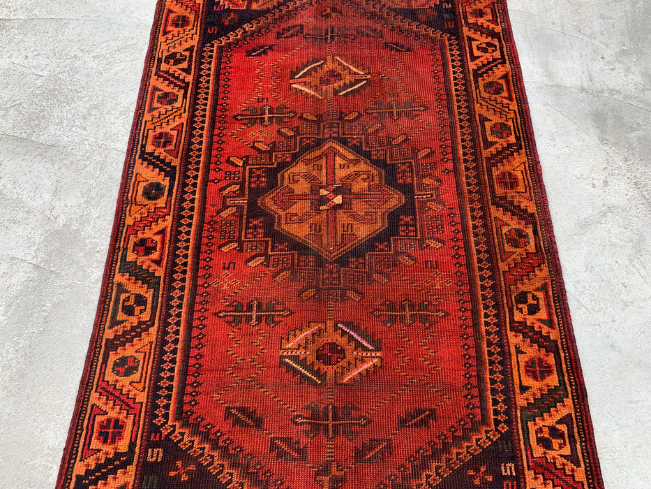 6'1 x 3'7 Hand-Knotted Persian Wool Rug - Rust Geometric Tribal Medallion Design - KBHM-927