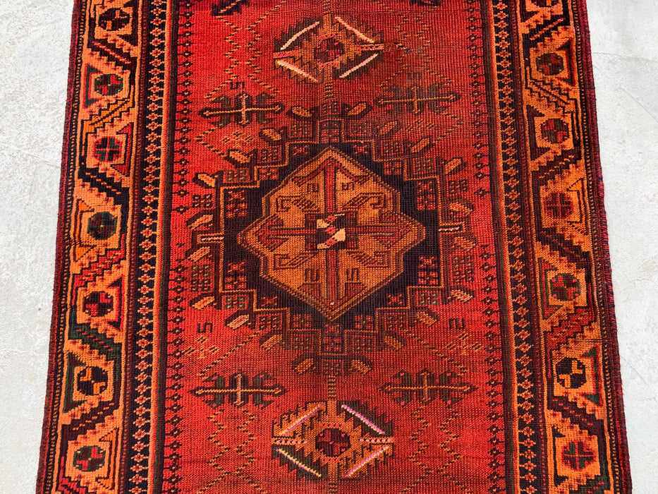 6'1 x 3'7 Hand-Knotted Persian Wool Rug - Rust Geometric Tribal Medallion Design - KBHM-927