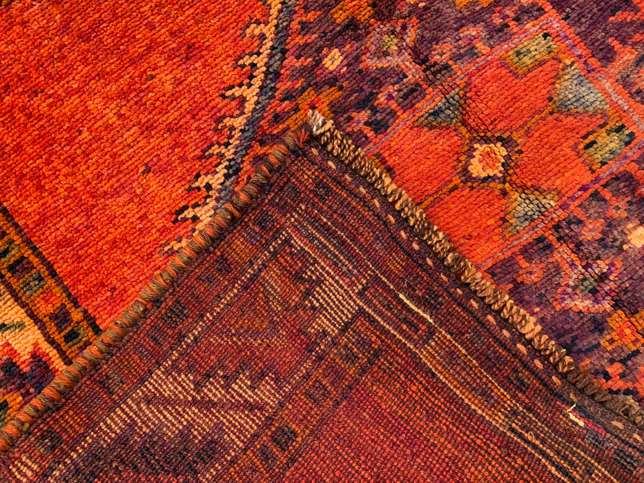 12'3 x 4'10 Hand-Knotted Persian Wool Runner - Rust Geometric Tribal Medallion Design - KBHM-929