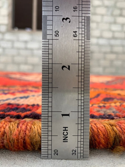 12'3 x 4'10 Hand-Knotted Persian Wool Runner - Rust Geometric Tribal Medallion Design - KBHM-929