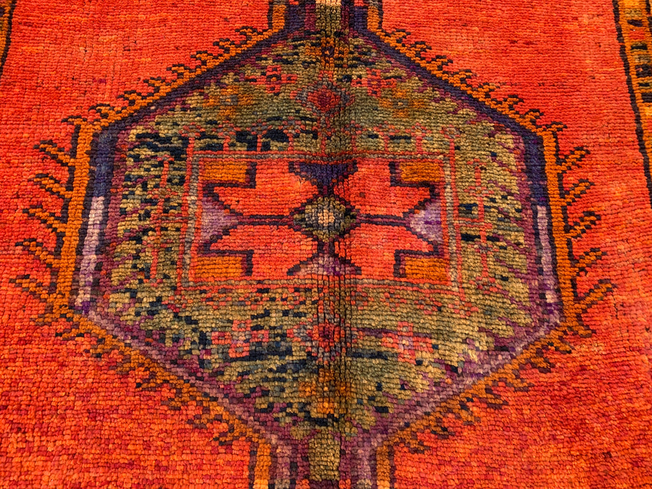 12'3 x 4'10 Hand-Knotted Persian Wool Runner - Rust Geometric Tribal Medallion Design - KBHM-929