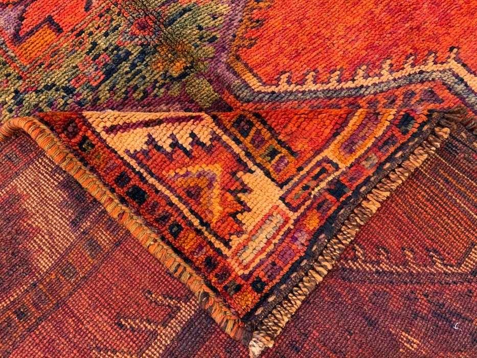 12'3 x 4'10 Hand-Knotted Persian Wool Runner - Rust Geometric Tribal Medallion Design - KBHM-929