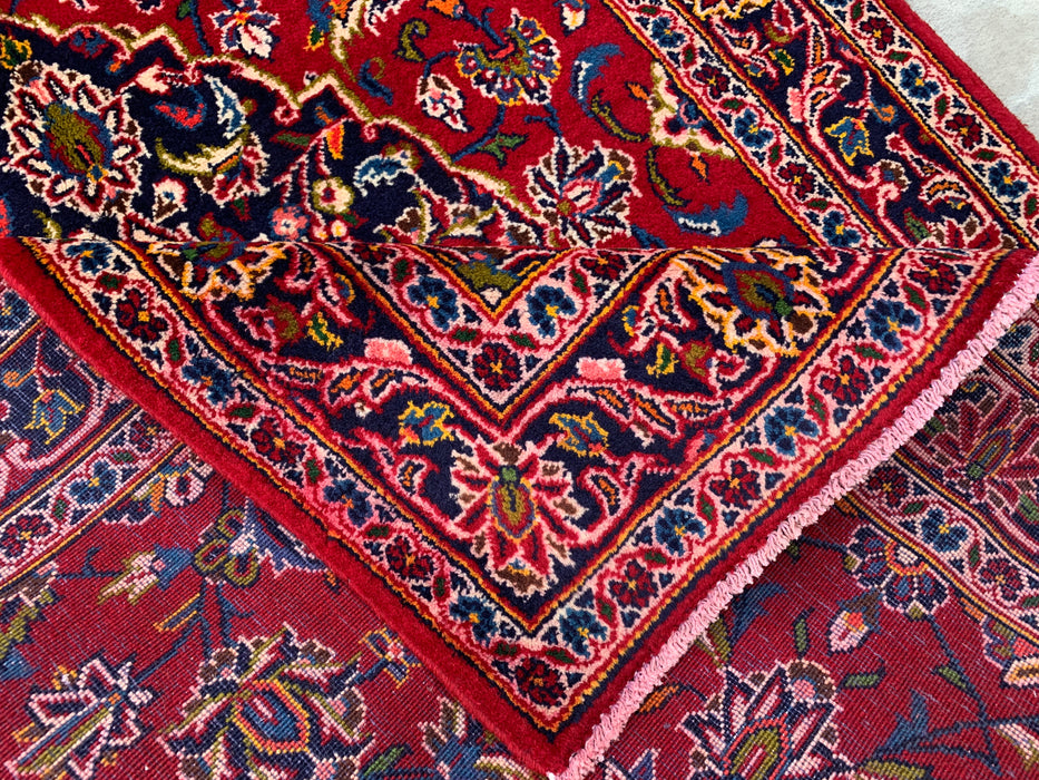 13'1 x 3'4 Hand-Knotted Persian Wool Runner - Red Floral Medallion Design - KBHM-930