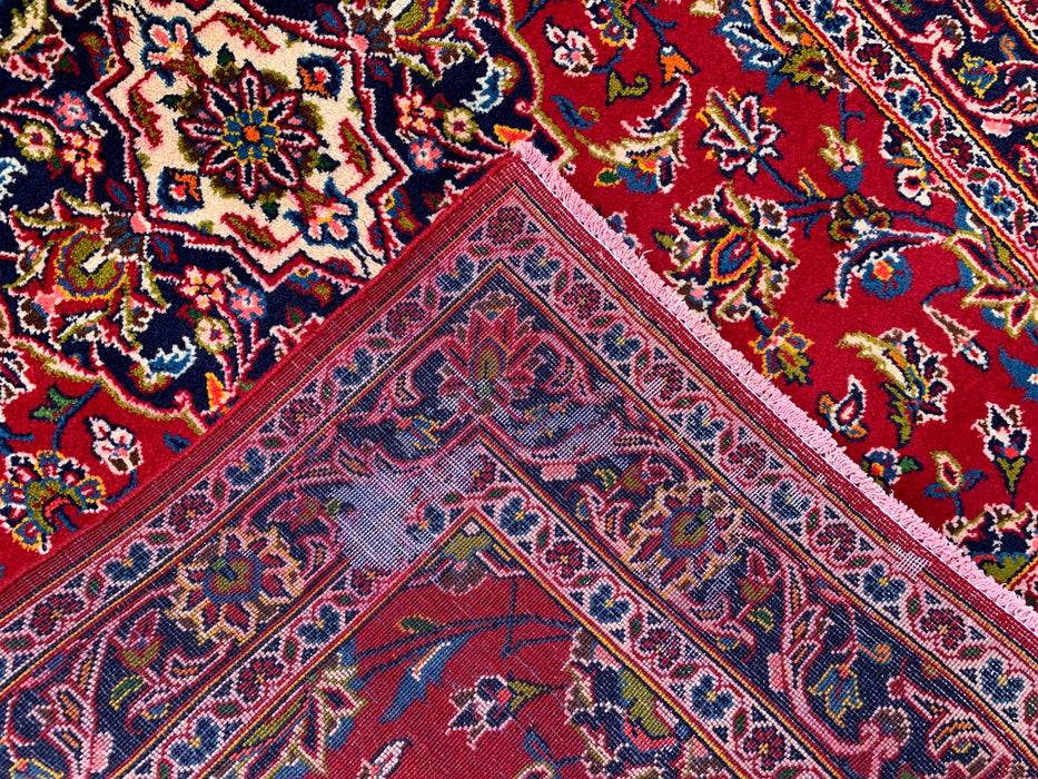 13'1 x 3'4 Hand-Knotted Persian Wool Runner - Red Floral Medallion Design - KBHM-930