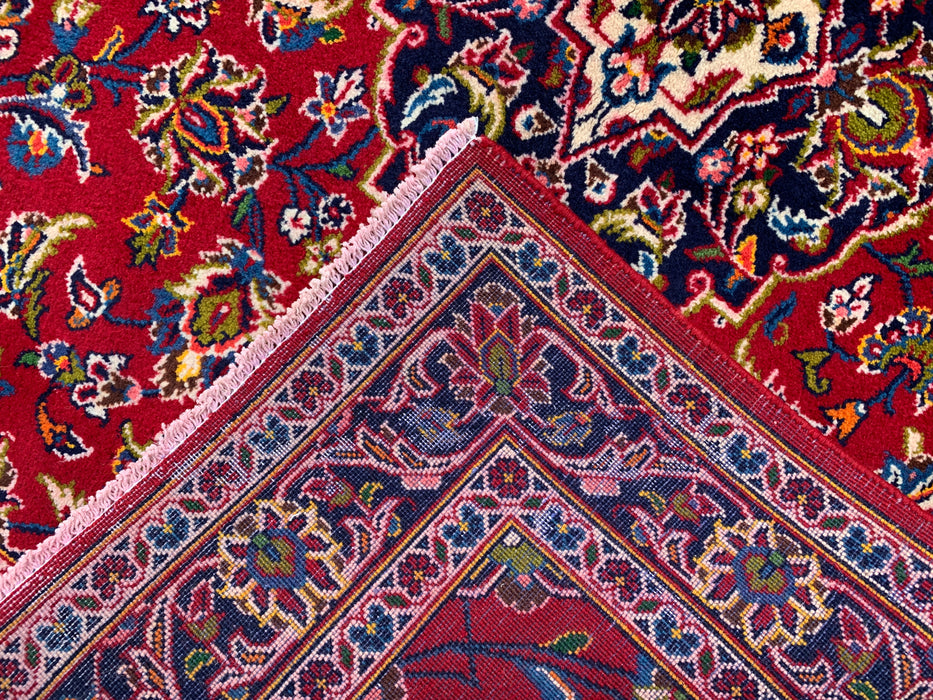 13'1 x 3'4 Hand-Knotted Persian Wool Runner - Red Floral Medallion Design - KBHM-930