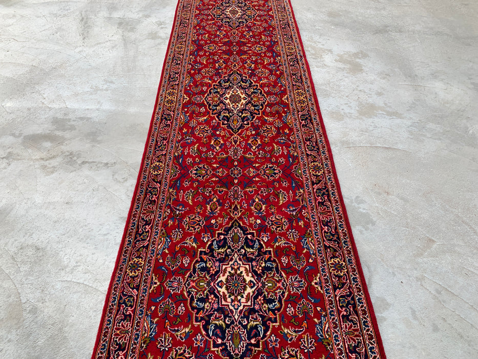 13'1 x 3'4 Hand-Knotted Persian Wool Runner - Red Floral Medallion Design - KBHM-930