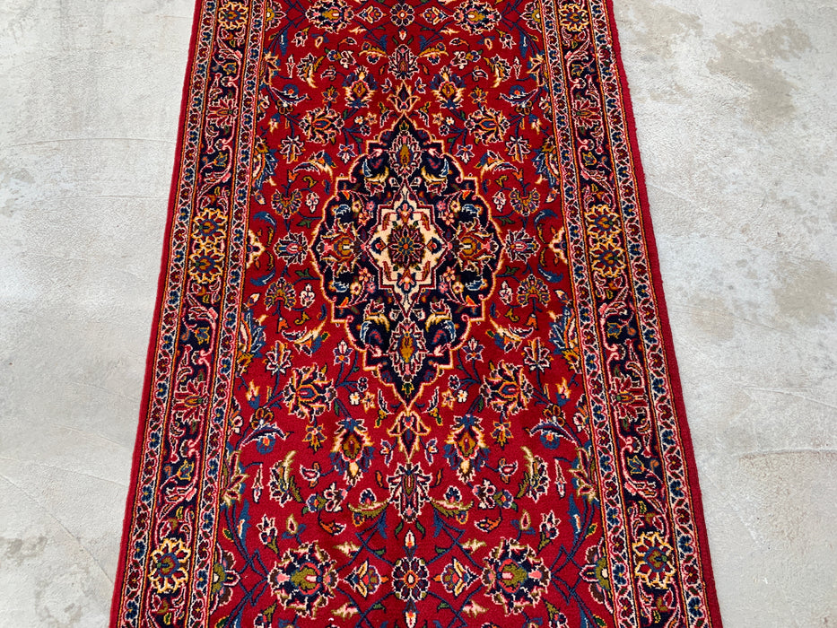 13'1 x 3'4 Hand-Knotted Persian Wool Runner - Red Floral Medallion Design - KBHM-930