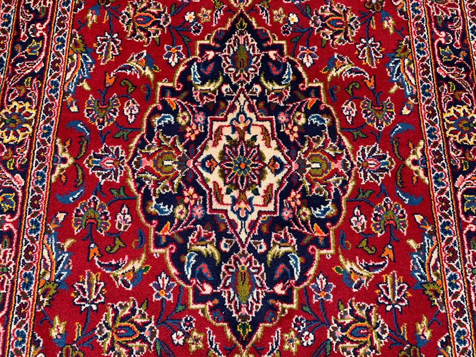 13'1 x 3'4 Hand-Knotted Persian Wool Runner - Red Floral Medallion Design - KBHM-930